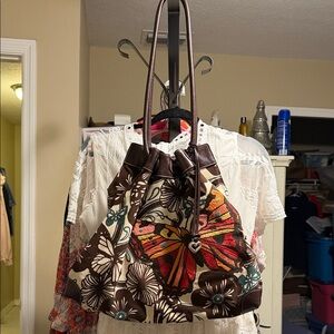 Brighton Multicolor Butterfly Tote with Silver Heart Charm